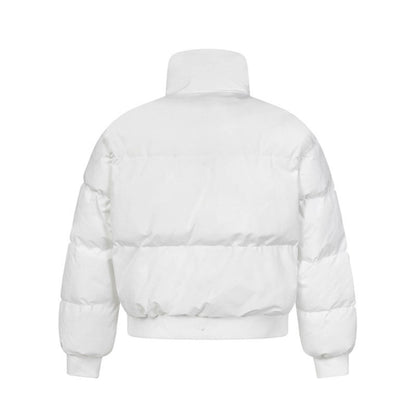 Beaded Design Thick Stand-up Collar Puffer Jacket for Men and Women Casual Warm Cotton Coat