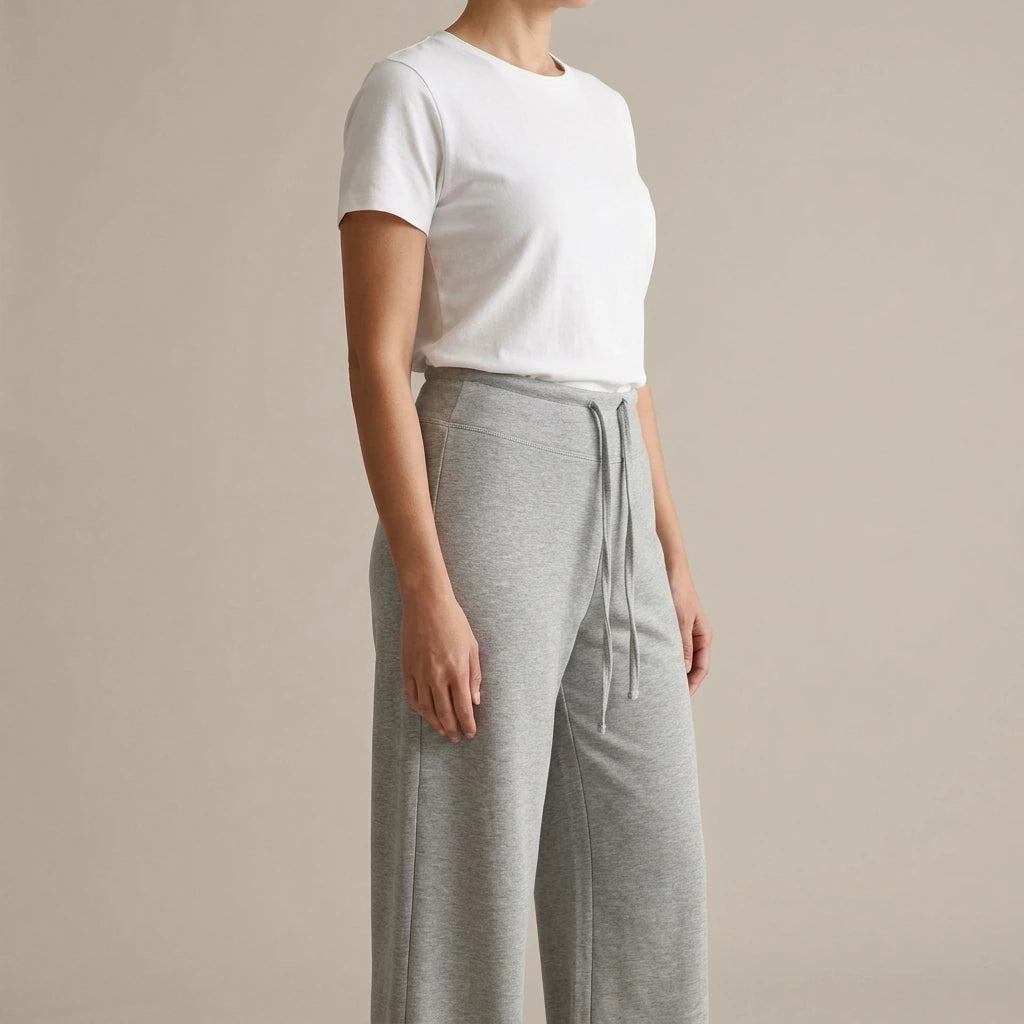 Yoga drawstring high waist wide leg walking pants casual pants — variant_front