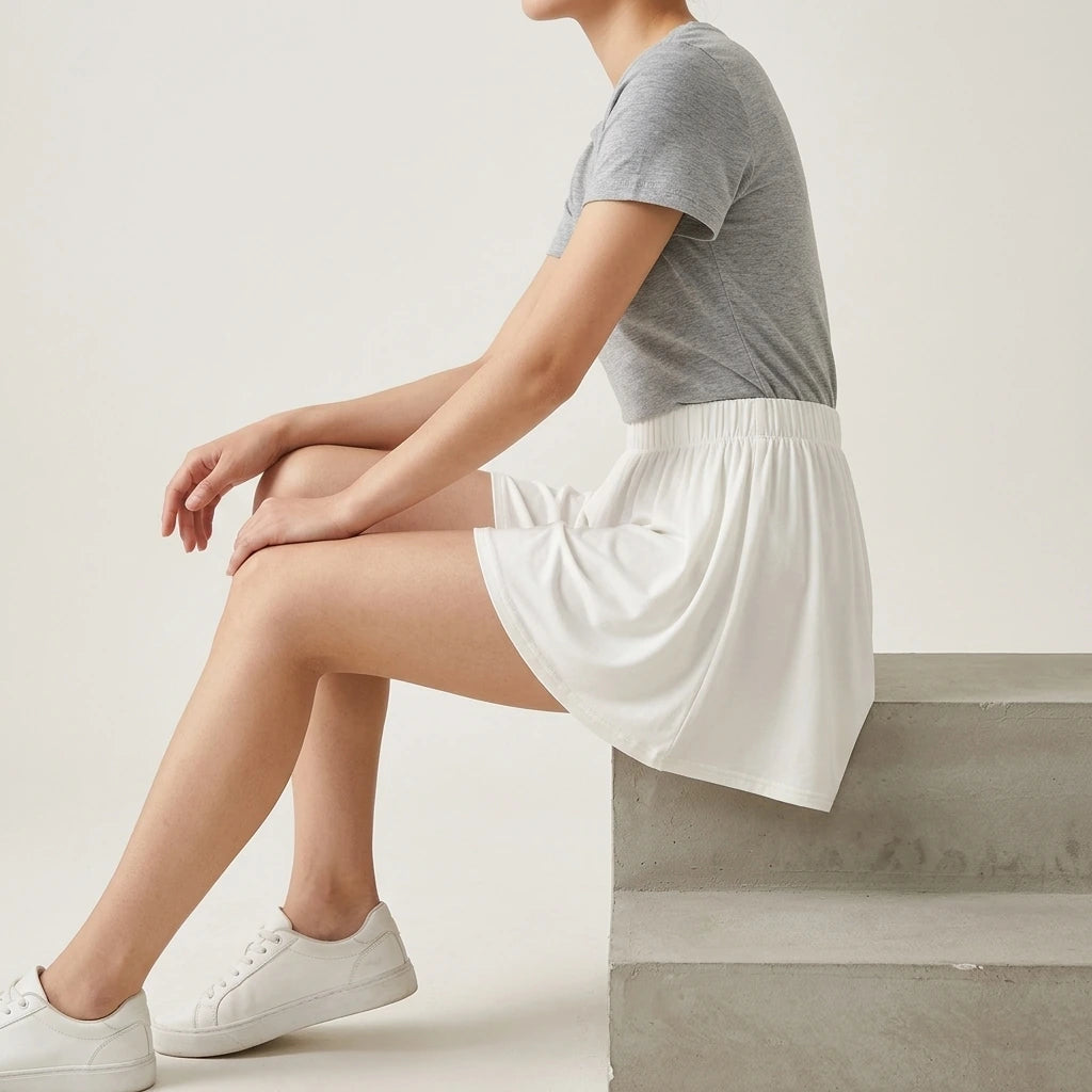 Elastic High Waist Loose Wide Leg Sports Shorts — variant_front