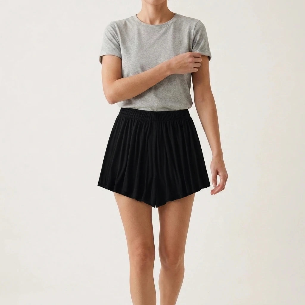 Elastic High Waist Loose Wide Leg Sports Shorts — variant_front