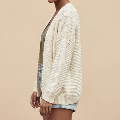 Cable-Knit Open Front Cardigan — lifestyle