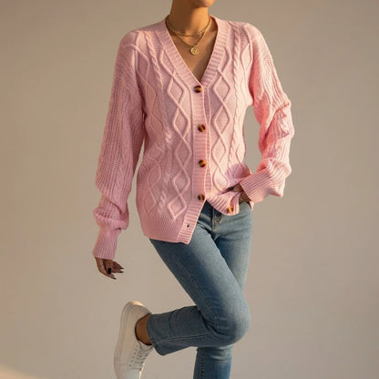 Cable-Knit Long Sleeve Cardigan — lifestyle