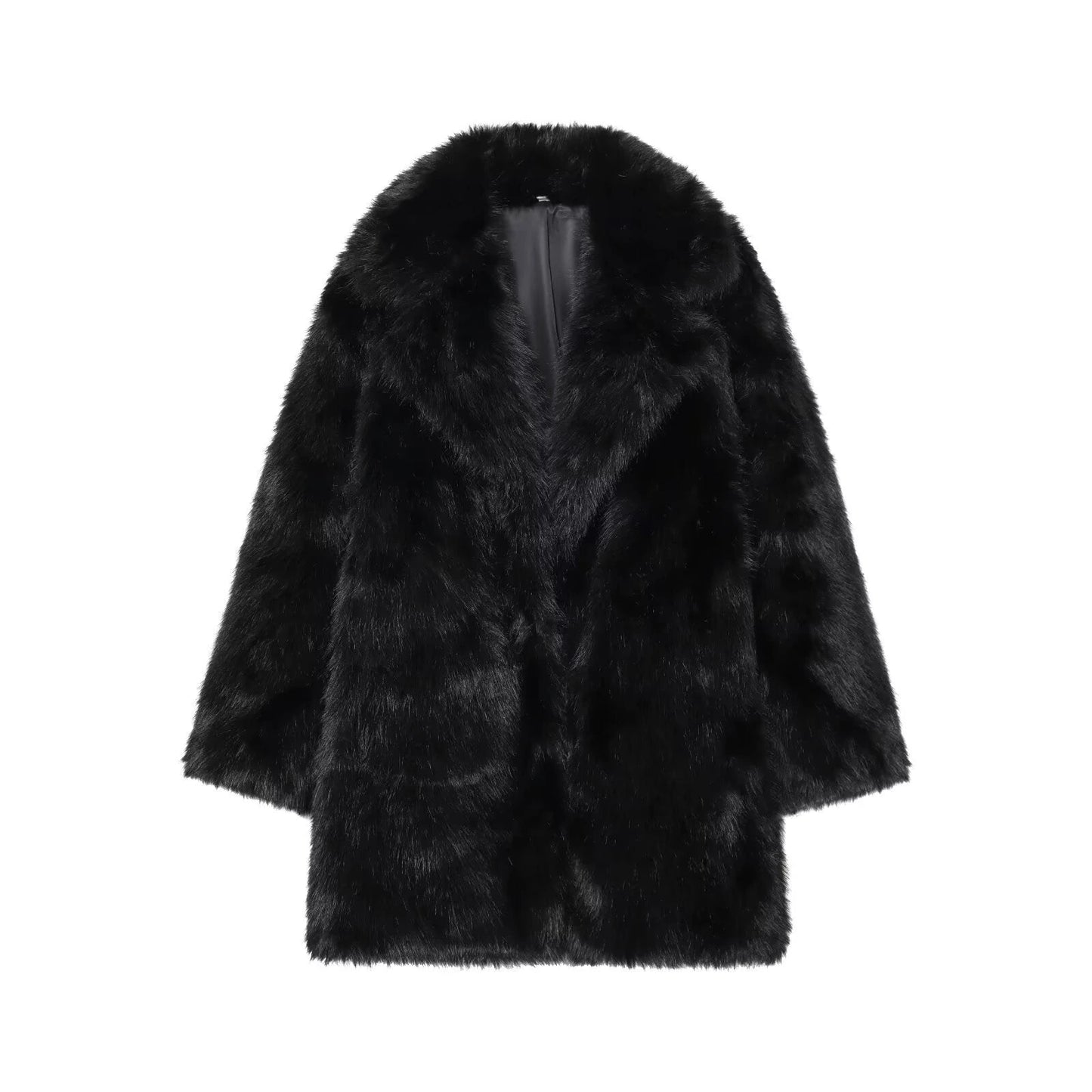 Collar faux fur coat jacket — variant_front