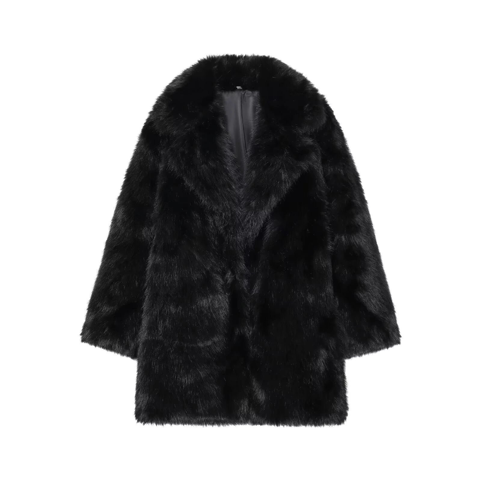 Collar faux fur coat jacket — variant_front