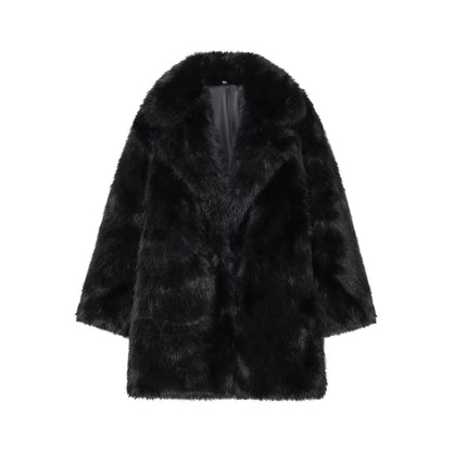 Collar faux fur coat jacket — variant_front