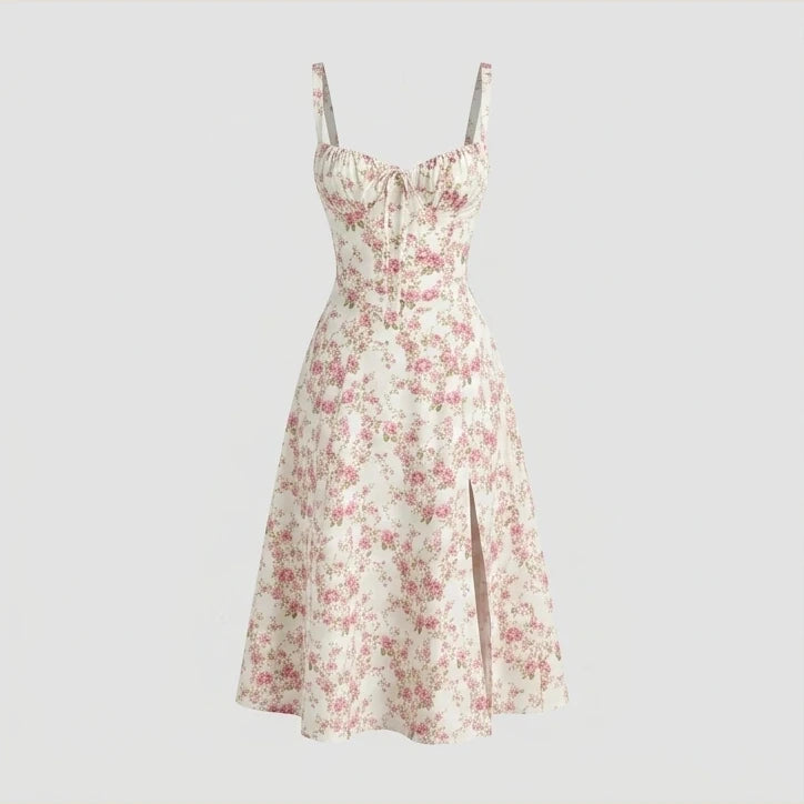 Luxury new temperament solid color fashion high-end halter dress floral dress women — product_only_front