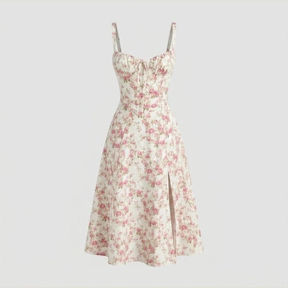 Luxury new temperament solid color fashion high-end halter dress floral dress women — product_only_front