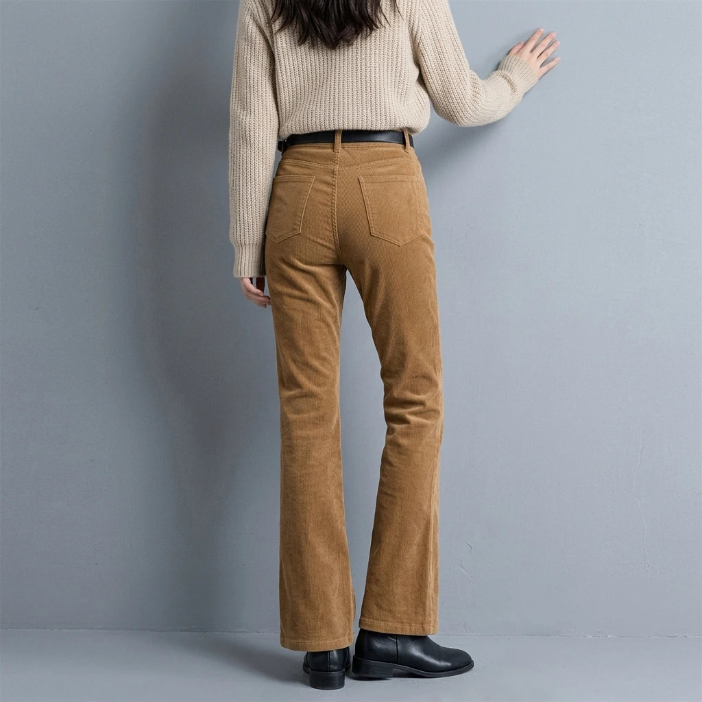 Vintage Corduroy Flared Trousers for Women, Casual Pants — lifestyle