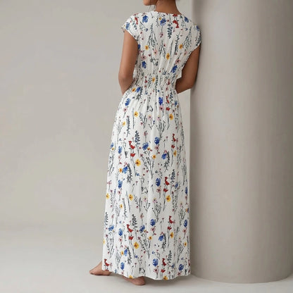 V-neck lace up dress — lifestyle