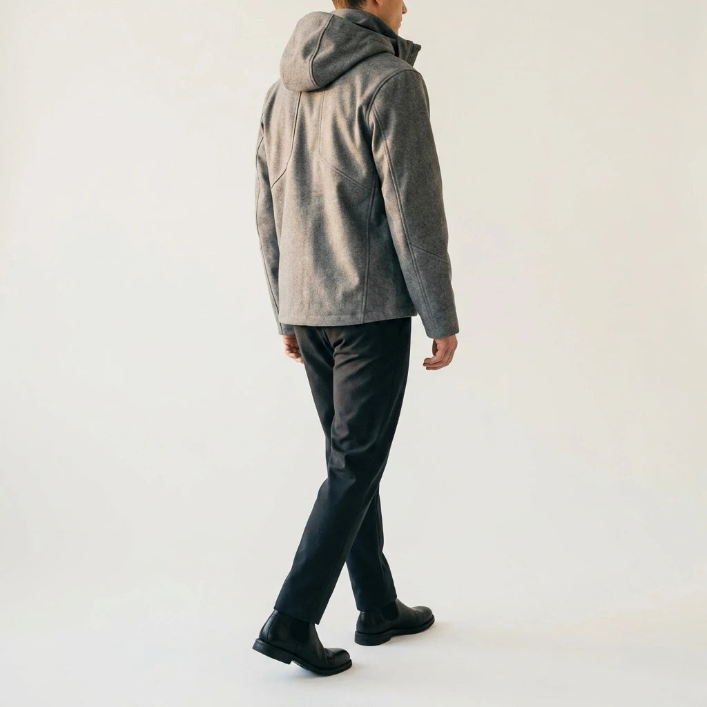 Commuting Warm Hooded Wool Blend Softshell Jacket for Men and Women — lifestyle