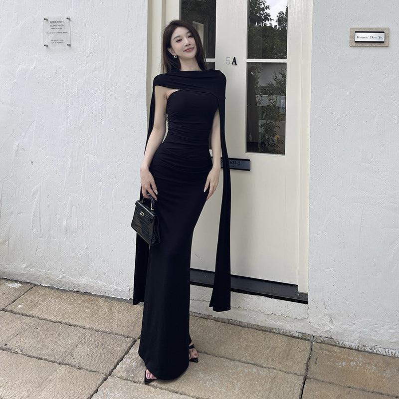 Black Daily Set Women's Long Skirt and Top, Simple Polyester Summer Outfit for Effortless Style
