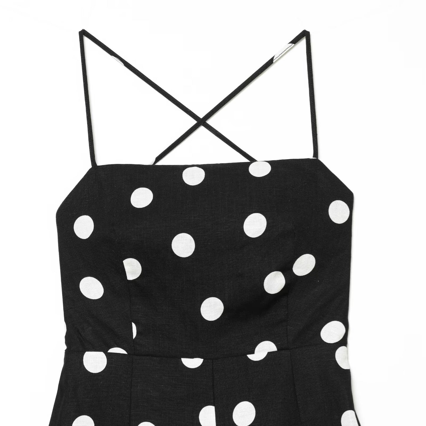 Polka Dot Classic Neck Dress, Sleeveless Irregular Short Skirt, Middle Waist, Elastic Polyester, Stylish for Summer