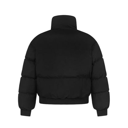 Beaded Design Thick Stand-up Collar Puffer Jacket for Men and Women Casual Warm Cotton Coat