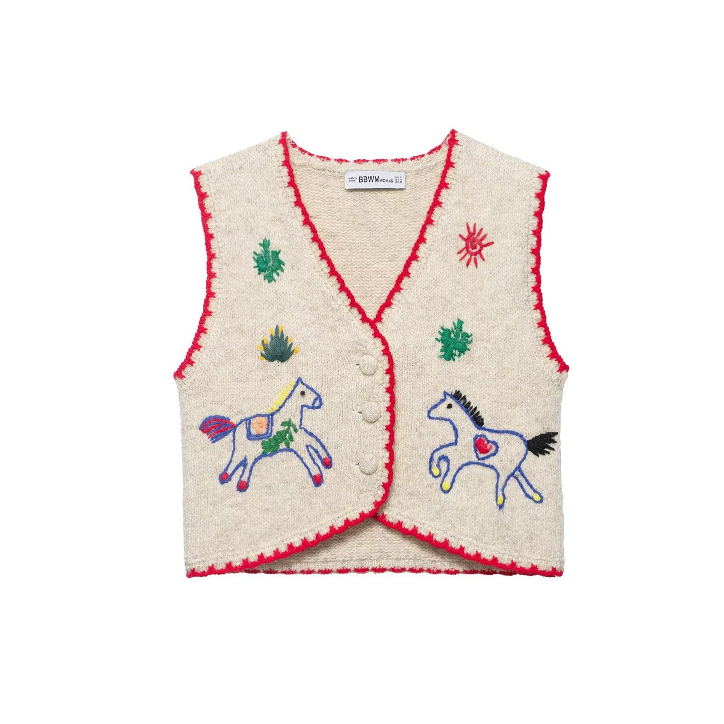 Women's embroidered knitted vest