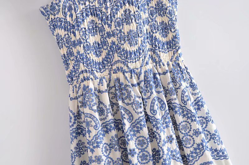 Summer Embroidered Hollow Suspender Dress for Women – Elegant Polyester Sundress, New Printed Design
