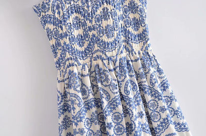Summer Embroidered Hollow Suspender Dress for Women – Elegant Polyester Sundress, New Printed Design
