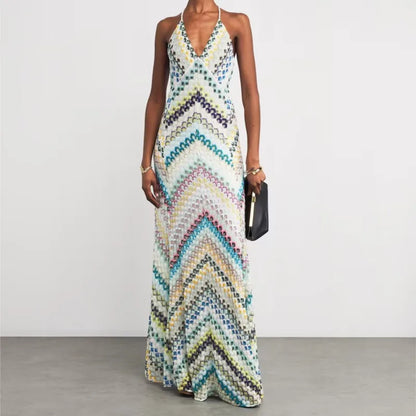 Boho Maxi Dress Women's Sleeveless Deep V Neck Pullover Retro Style Flowy A-Line Casual Summer Holiday Party Green Synthetic