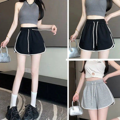Women's High Waist Yoga Shorts Wide Leg Knit Fitness Loungewear for Gym Casual Summer Wear Black Pink Blue