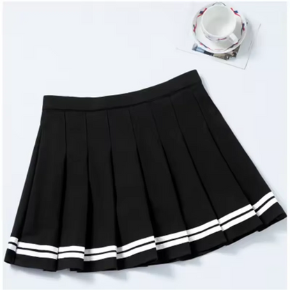 Preppy Pleated Mini Skirt Women’s High Waist A-Line Broadcloth Everyday Street Style, Spring Summer Blue Black Red White
