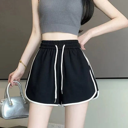Women's High Waist Yoga Shorts Wide Leg Knit Fitness Loungewear for Gym Casual Summer Wear Black Pink Blue