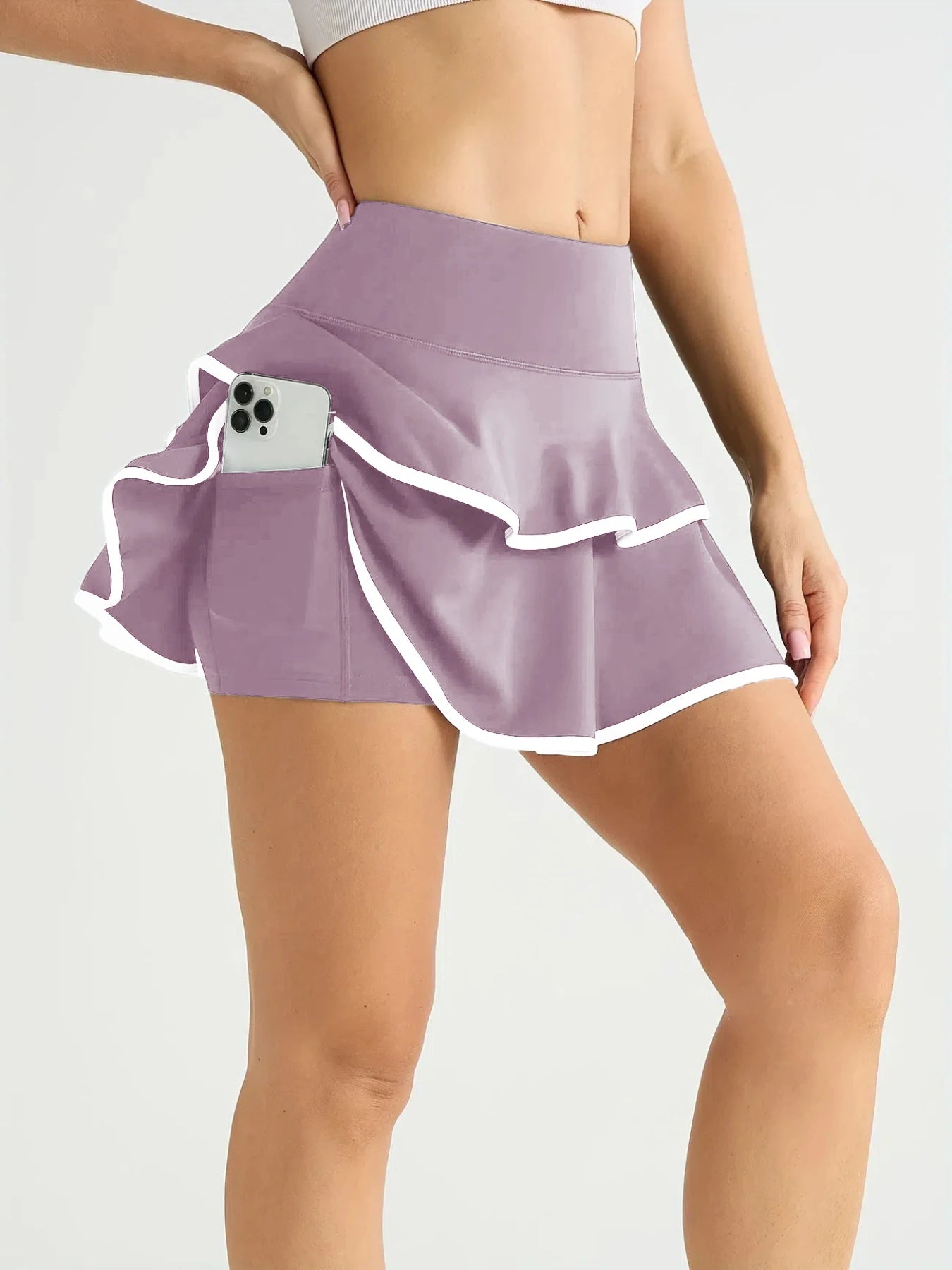 Sporty Pleated Tennis Skort Women’s High Waist Activewear Athleisure Quick Dry With Inner Pockets Golf Running Summer Color Block Knit Black