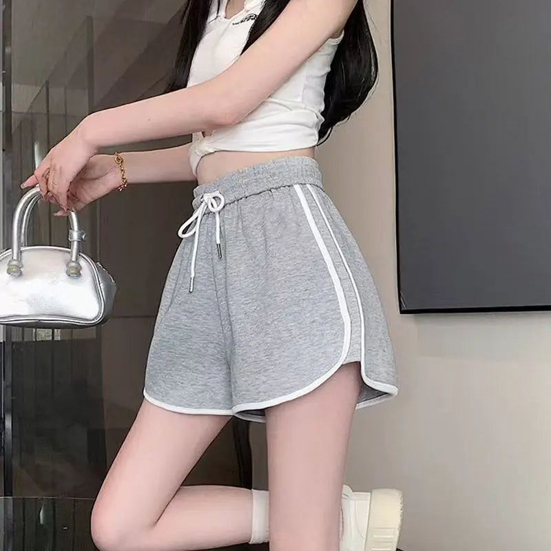 Women's High Waist Yoga Shorts Wide Leg Knit Fitness Loungewear for Gym Casual Summer Wear Black Pink Blue