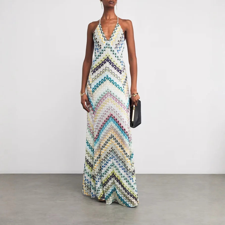 Boho Maxi Dress Women's Sleeveless Deep V Neck Pullover Retro Style Flowy A-Line Casual Summer Holiday Party Green Synthetic