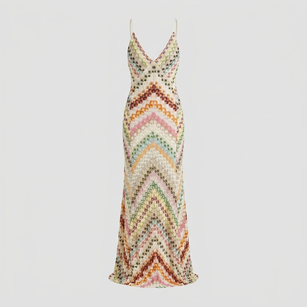Spring Summer Female Boho Maxi Dresses Retro Sleeveless Women Holiday Long Skirt Sexy Deep V Neck Casual Party Dress Streetwear — variant_front