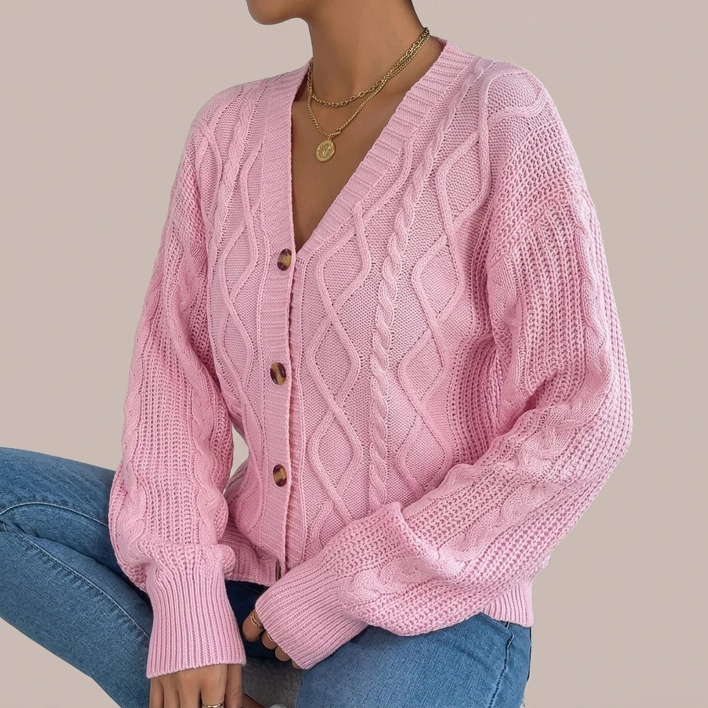 Cable-Knit Long Sleeve Cardigan — lifestyle