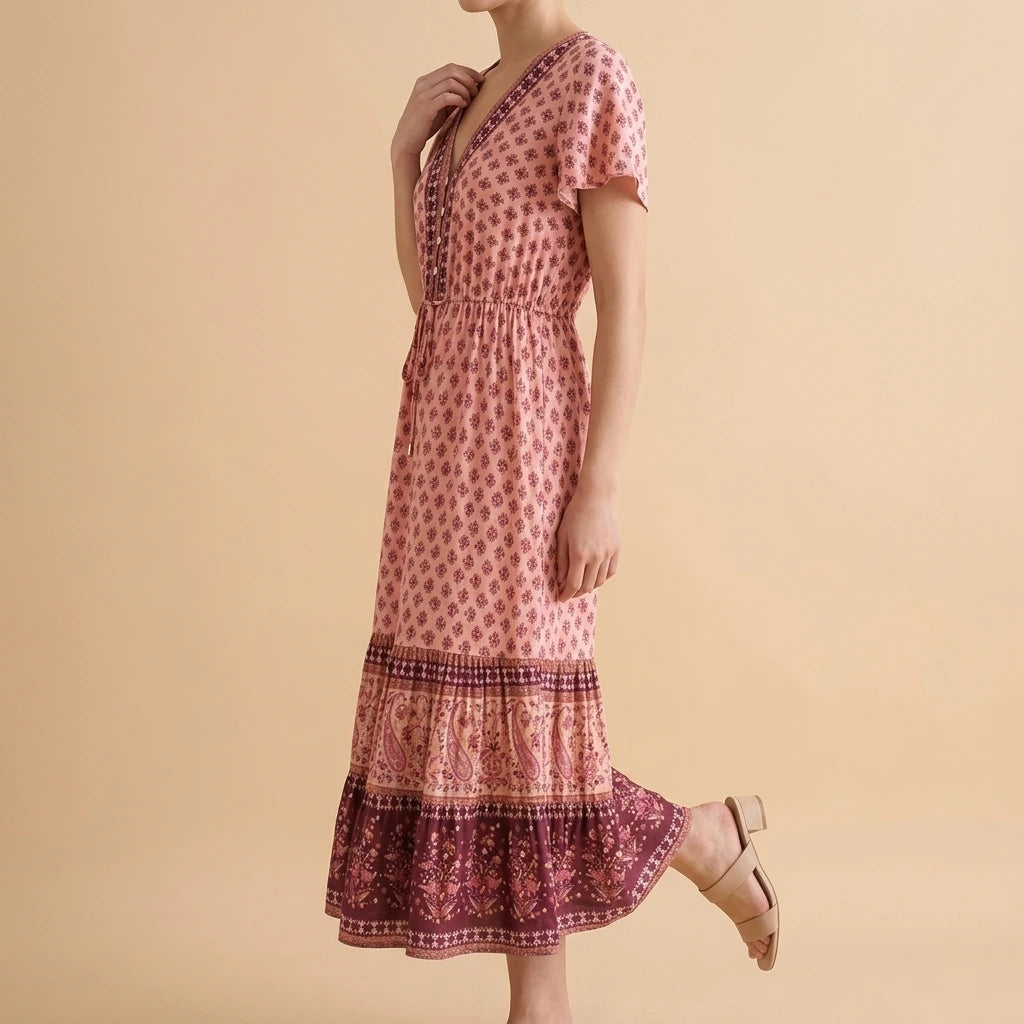 Bohemian positioning cotton dress — lifestyle