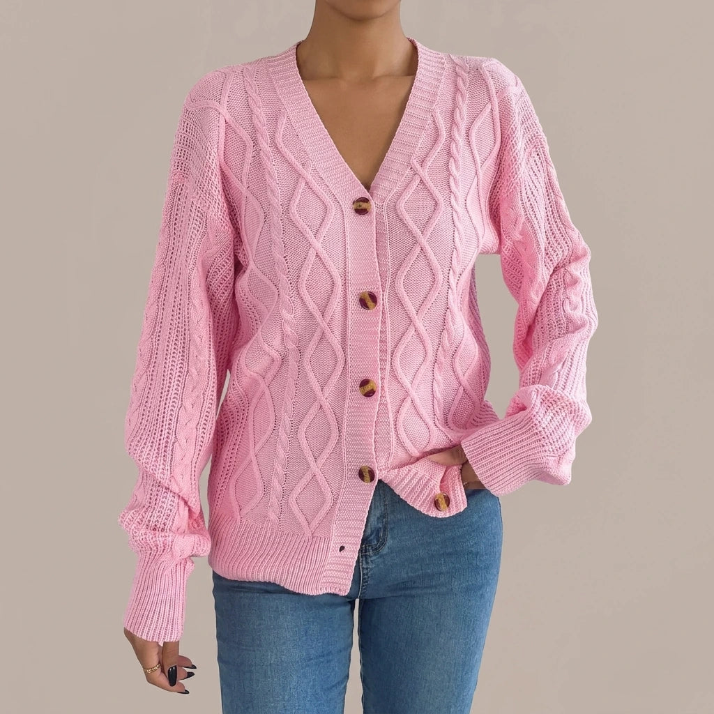 Cable-Knit Long Sleeve Cardigan — lifestyle