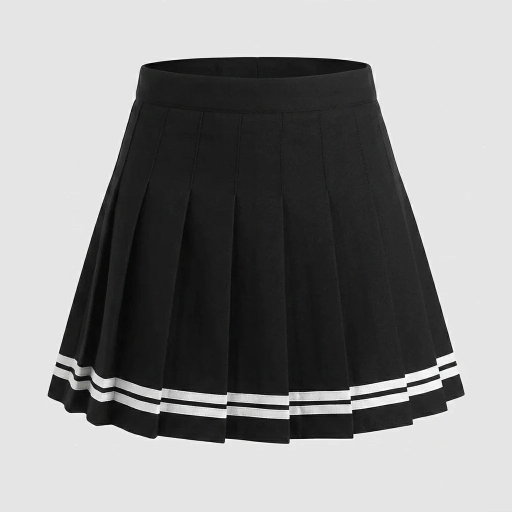 Fashion Preppy Style Pleated Skirts Women 2025 Spring Summer New A Line Short Dress Sweet Girl High Waist Petchwork Skirt Street — variant_front