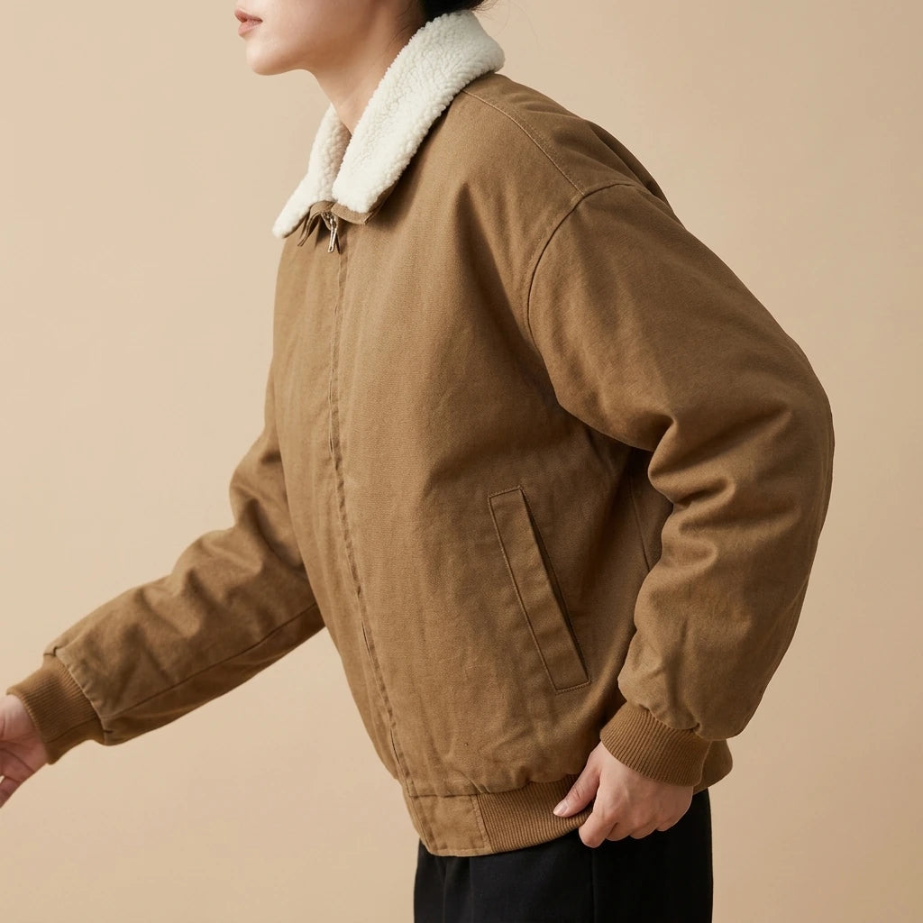 Collar  Faux shearling Stand-up collar Oversized  Jacket — lifestyle
