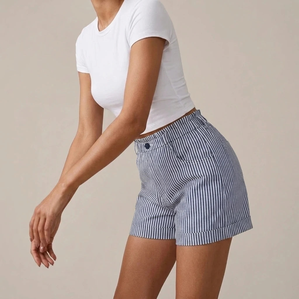 High Waist Striped Shorts — variant_front