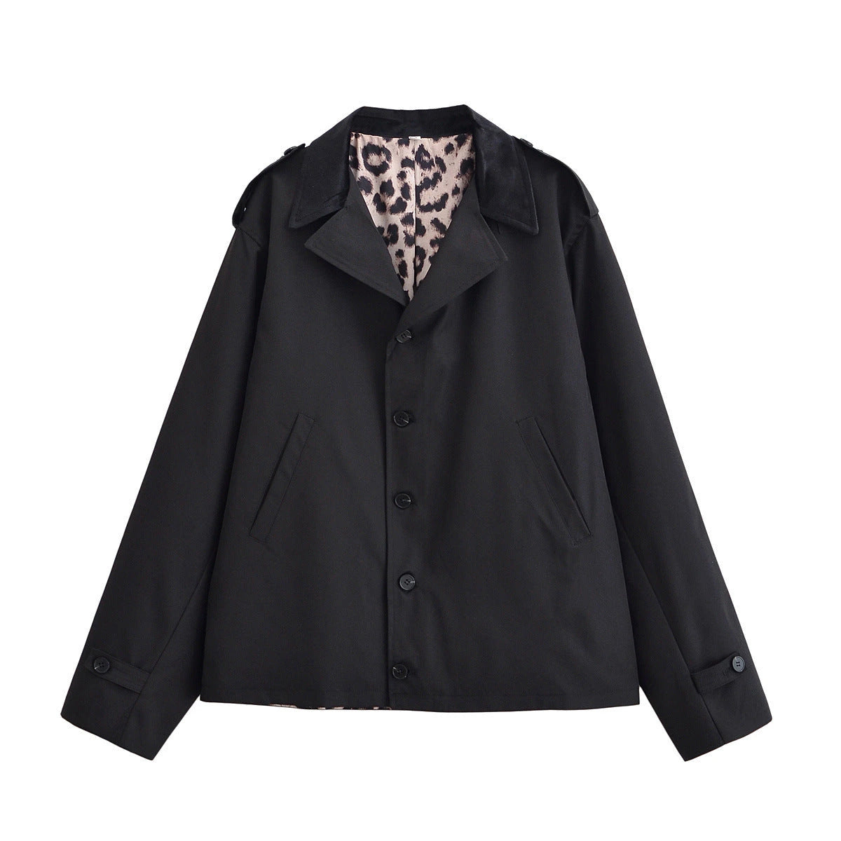 Suede patchwork collar trench coat — variant_front