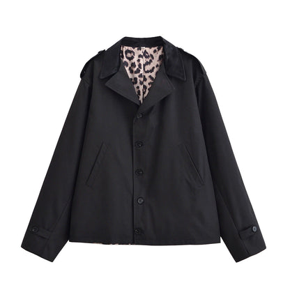 Suede patchwork collar trench coat — variant_front