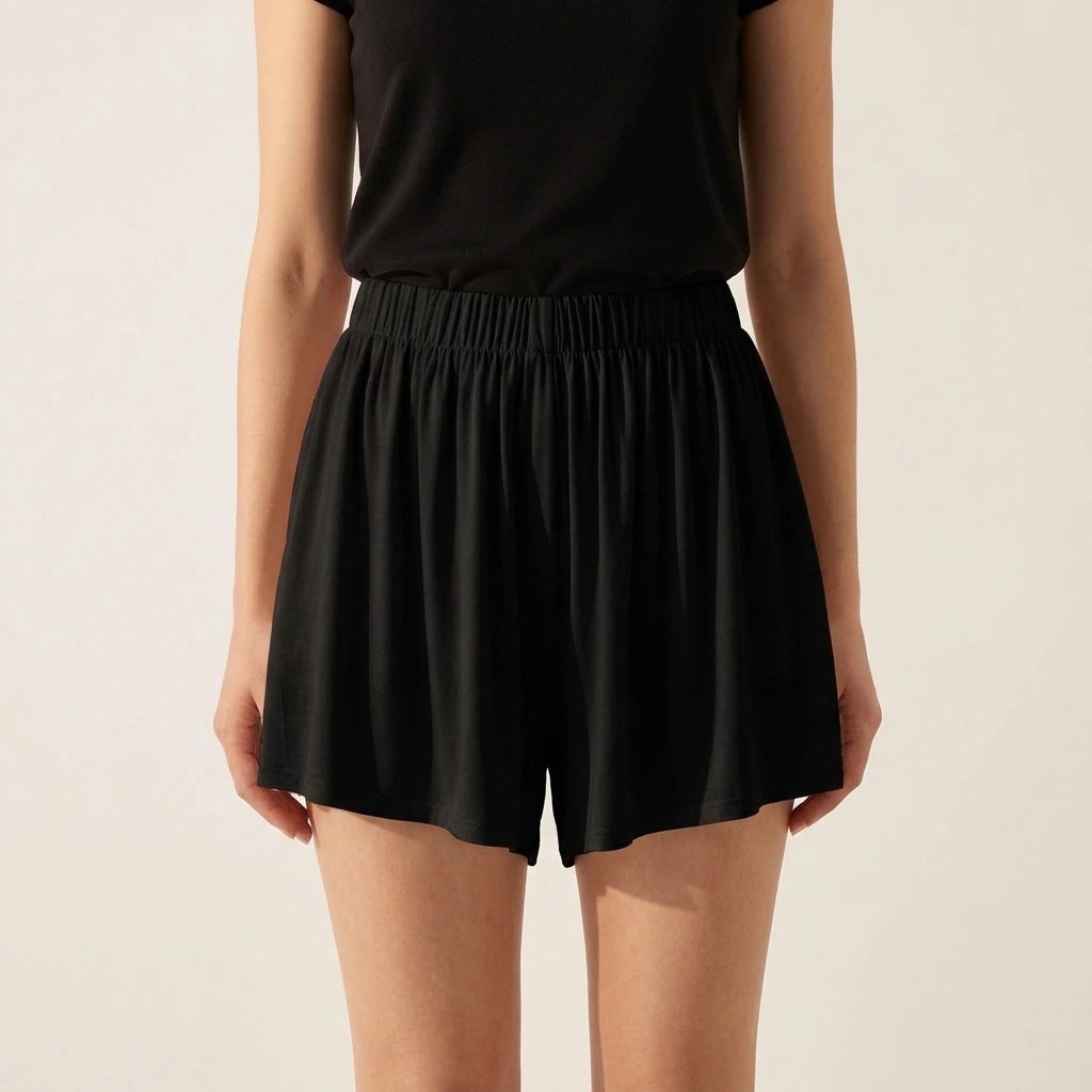 Elastic High Waist Loose Wide Leg Sports Shorts — variant_front