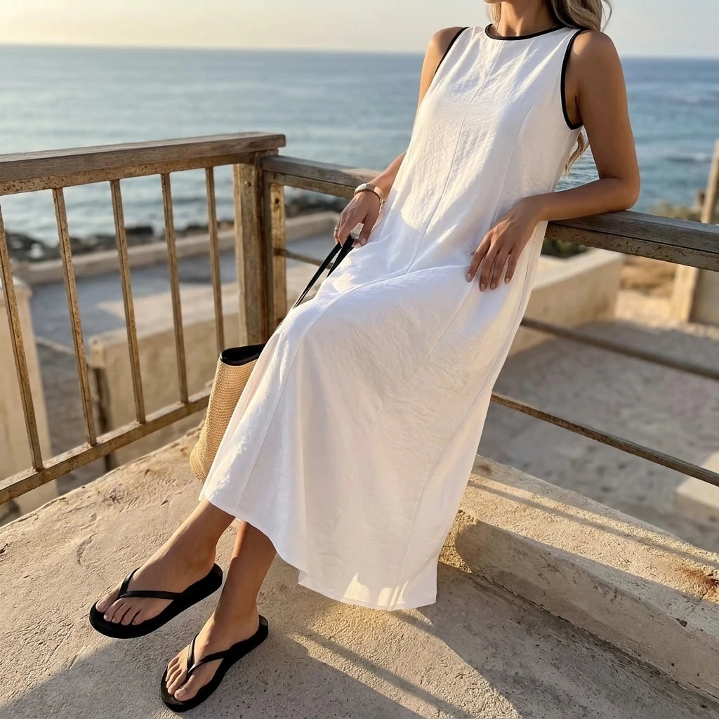 New popular solid color summer new vest long dress — variant_front