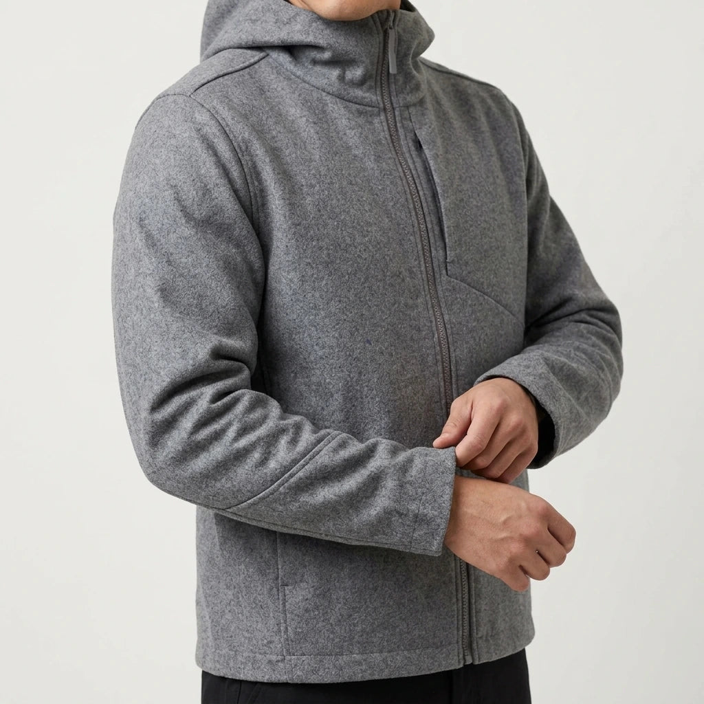 Commuting Warm Hooded Wool Blend Softshell Jacket for Men and Women — lifestyle