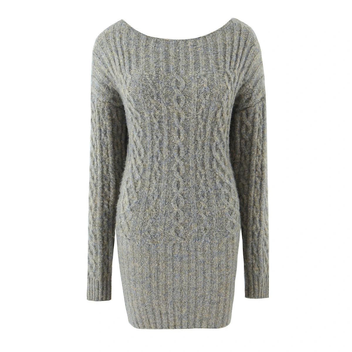 One shoulder sweater slimming dress — variant_front