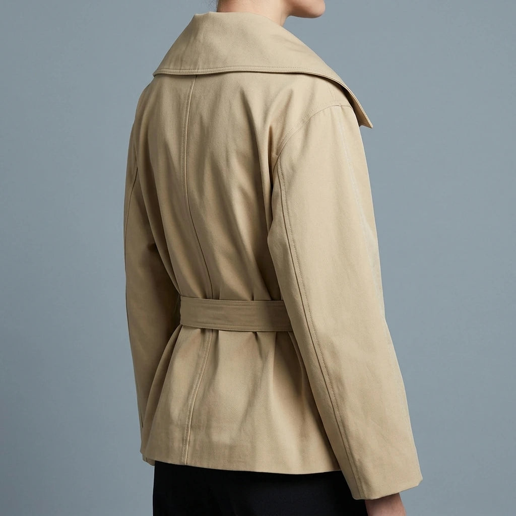 Flip over waistband trench coat — lifestyle