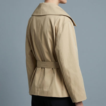Flip over waistband trench coat — lifestyle