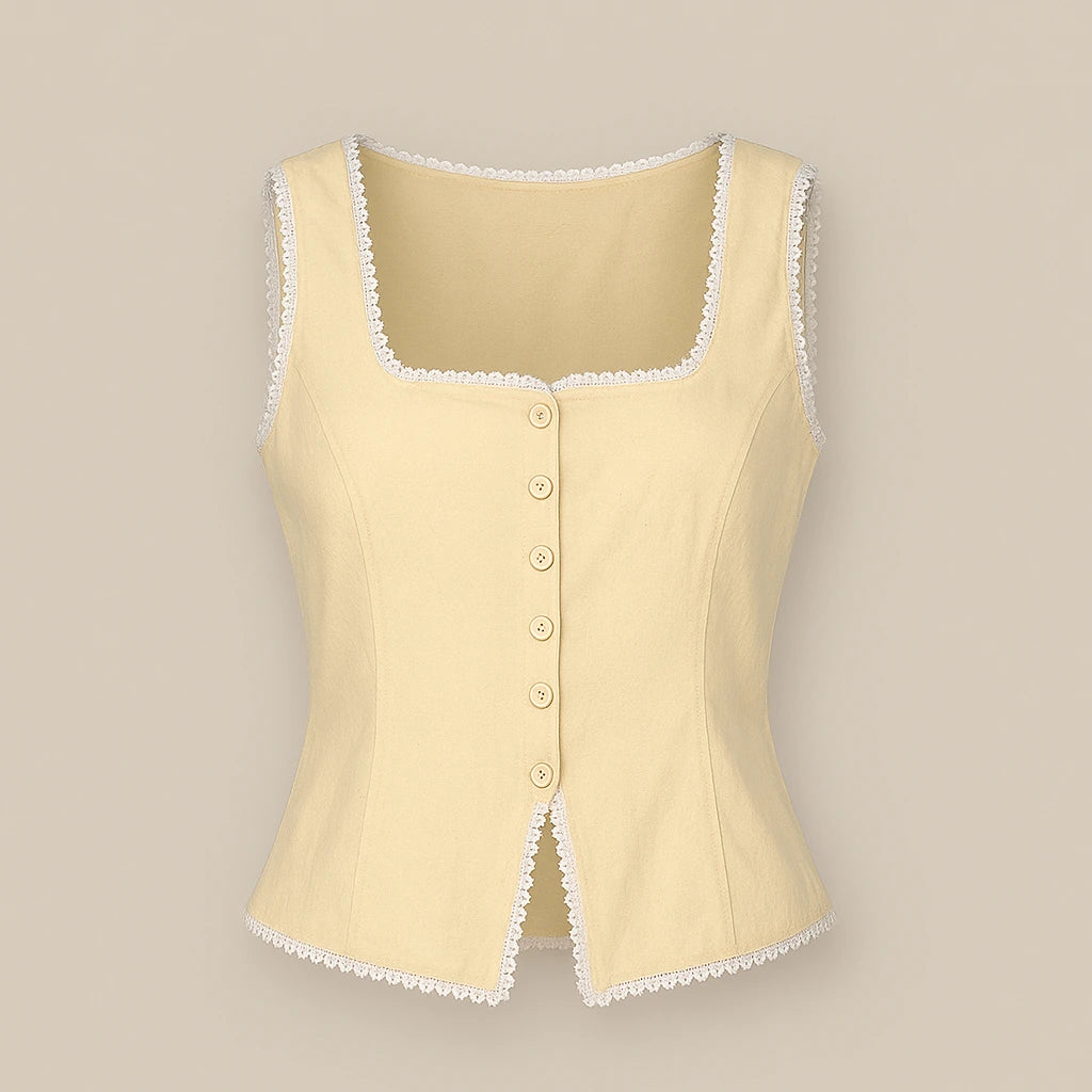 Isolated product image of Apricot Boat Neck Sleeveless Vest Top Polyester Workwear Summer, front view