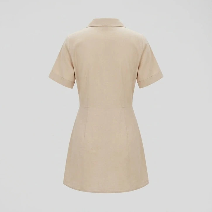 Back product-only image of Apricot Collared Button Mini Dress