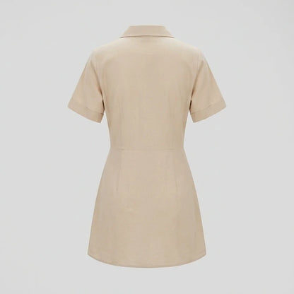 Back product-only image of Apricot Collared Button Mini Dress