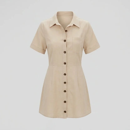 Front product-only image of Apricot Collared Button Mini Dress