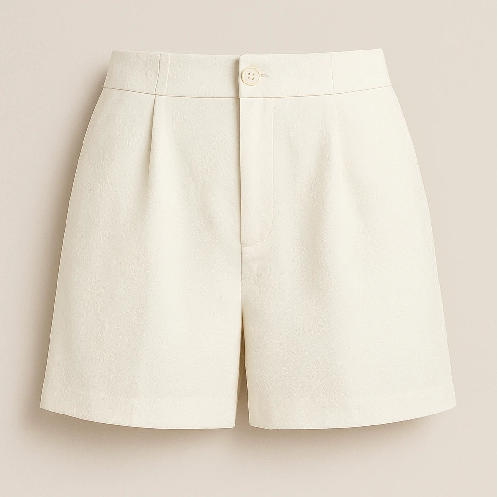 Isolated product image of Apricot Pockets Jacquard Shorts Polyester Refined Summer Modern on simple background