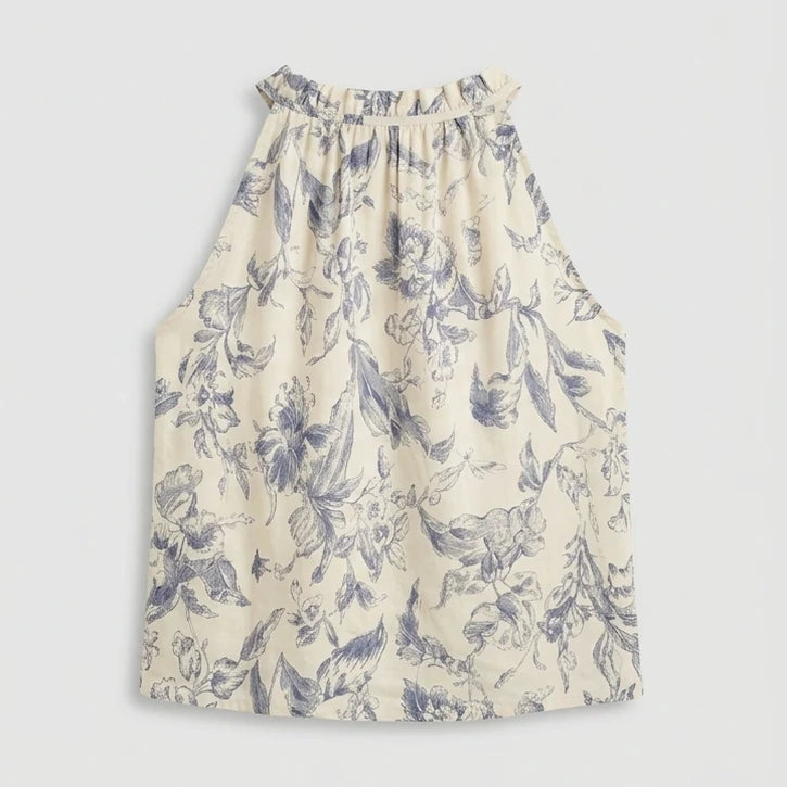 Back product-only image of apricot-ruffled-floral-tank-top