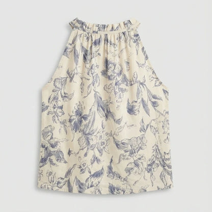 Back product-only image of apricot-ruffled-floral-tank-top