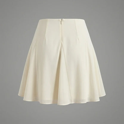 Back product-only image of apricot-solid-chiffon-mini-skirt